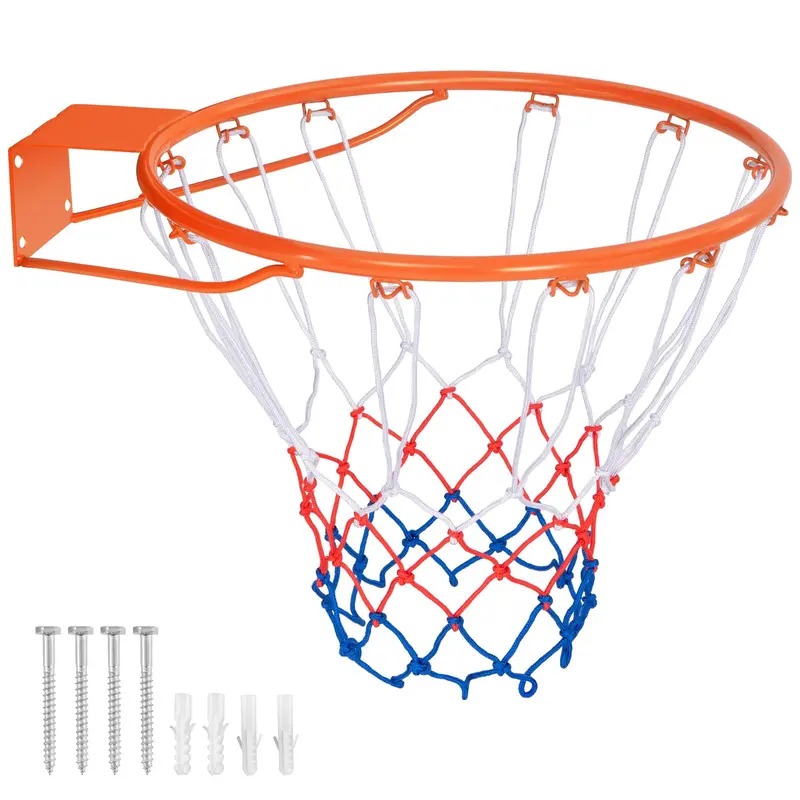 Goplus Replacement Basketball Rim – 18"/15" Wall- Or Door-Mounted Hoop With All-Weather Net 1
