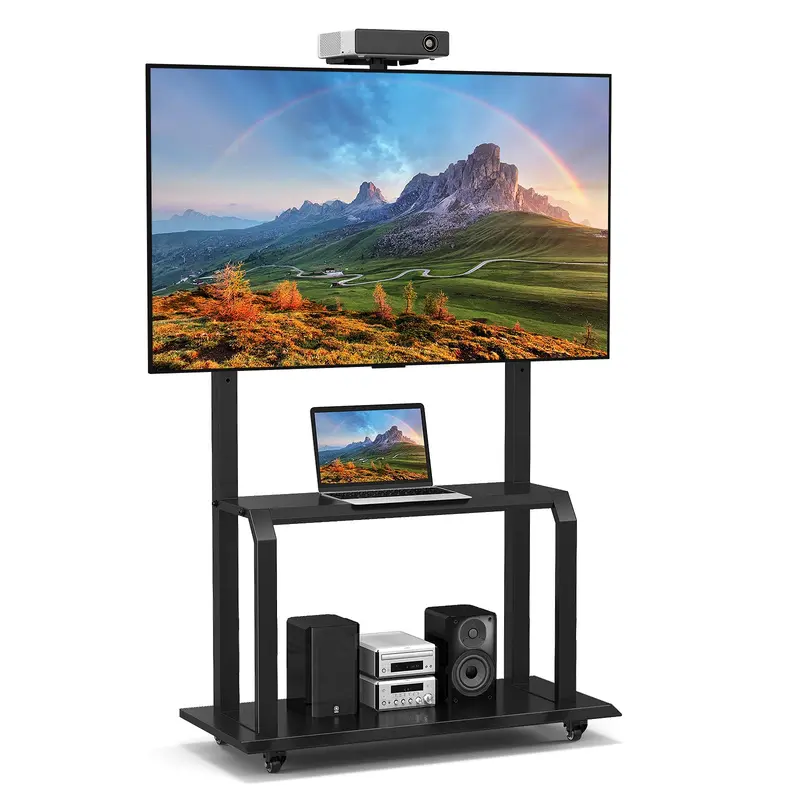 Goplus Rolling Tv Cart With Camera Shelf And Av Storage 1