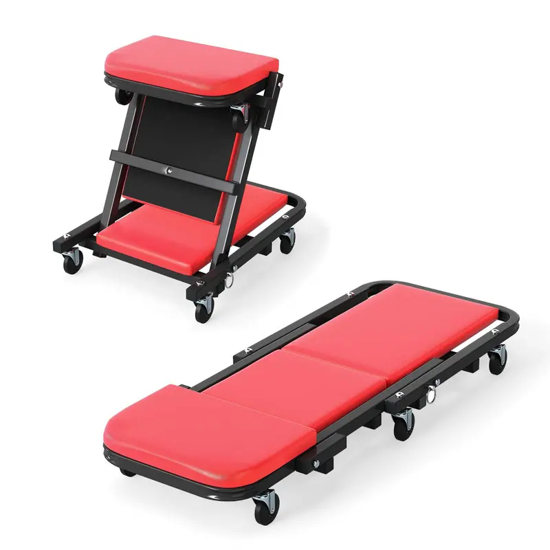 Goplus Rolling Z-Style Folding Creeper Seat With Six Swivel Casters 1