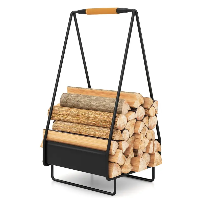 Goplus Square Metal Log Holder With Carry Handle And Sturdy Steel Construction 1