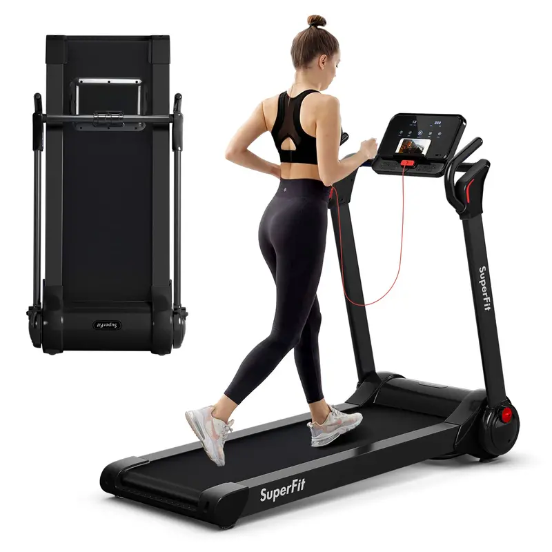 Goplus Superfit Folding Treadmill — 2.25Hp Motor With Bright Led Display And Space-Saving Design 1