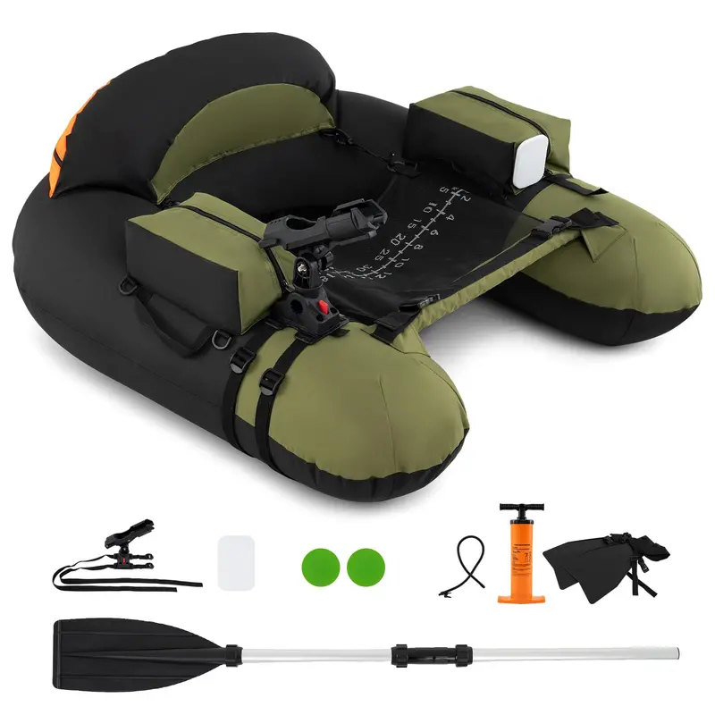Goplus Thickened Inflatable Float Tube For Anglers — Includes Rod Holder And Reinforced Construction 1