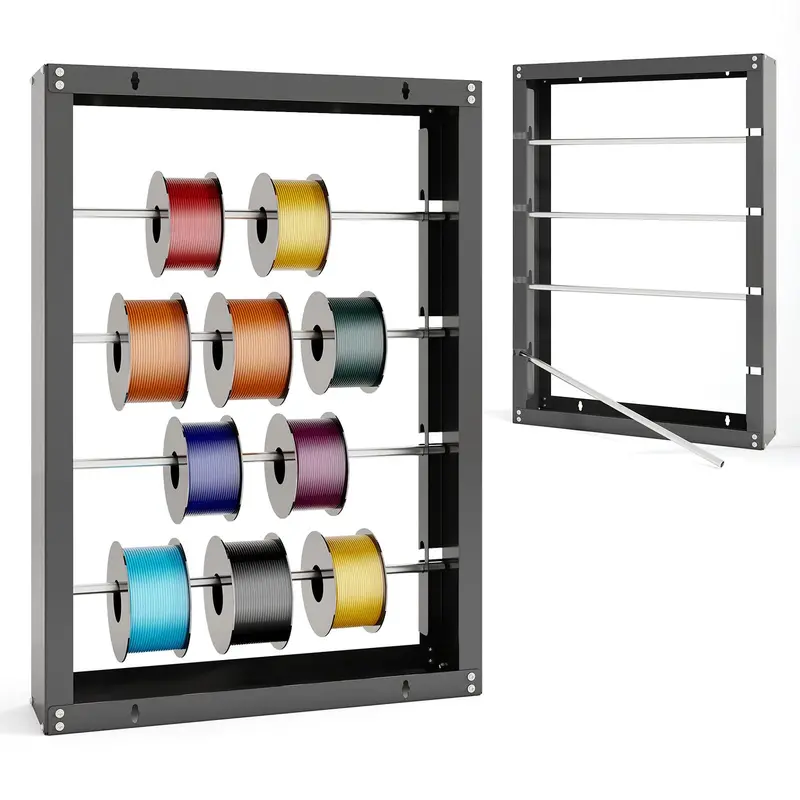 Goplus Wall-Mounted Wire Spool Rack — 4-Rod Cable & Ribbon Organizer With Dispensing Function 1