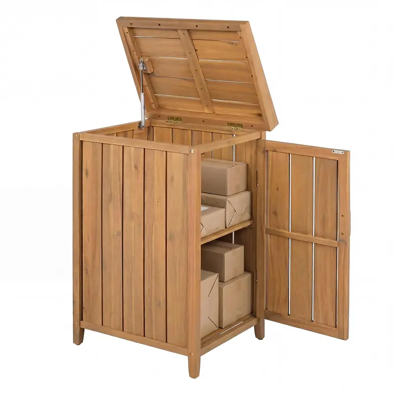 Goplus Weatherproof Outdoor Package Delivery Box – Lockable Wood-Style Mail & Parcel Locker 1