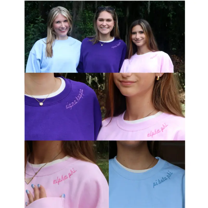 Greek Sorority Side-Script Crewneck Sweatshirt 1
