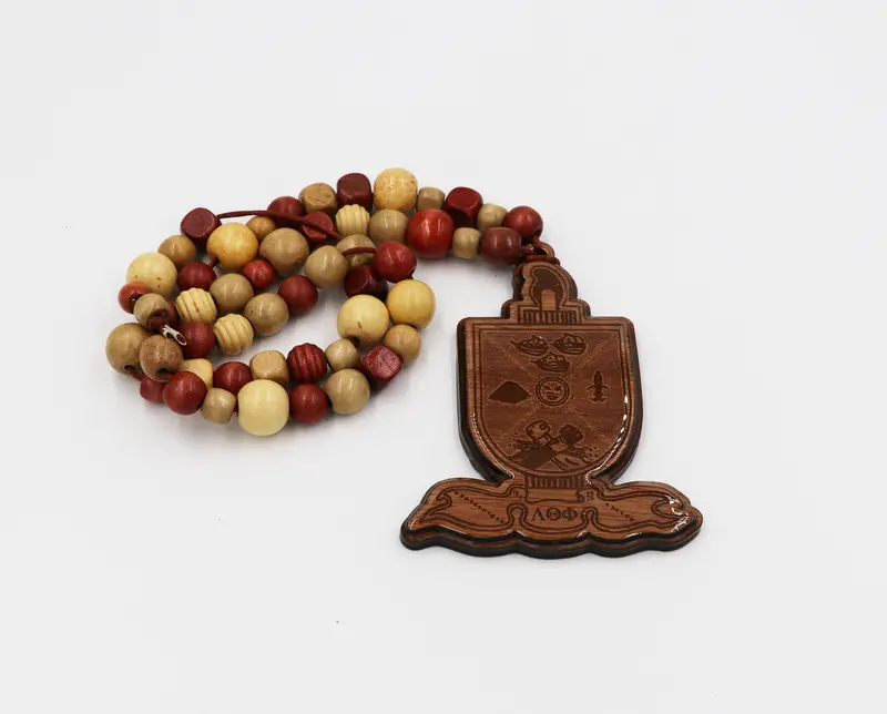 Handcrafted Lambda Theta Phi Wooden Bead Tiki Pendant 1