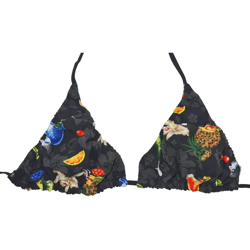 Hurry Sundown Cocktail Print Bikini Top – Available In Black, Sand, Or Navy 1