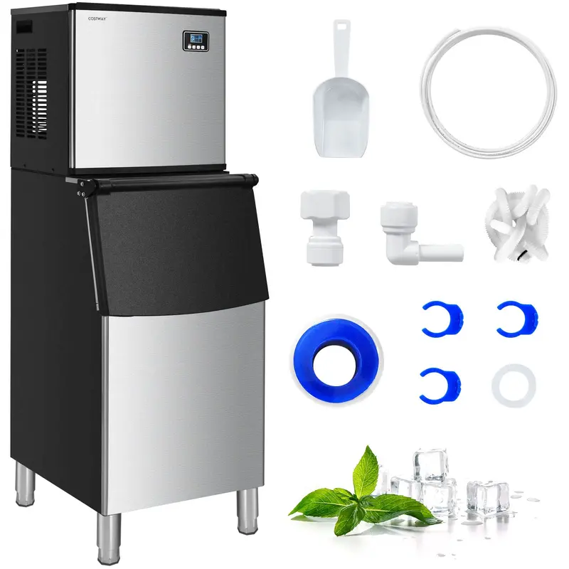 Industrial Split-System Ice Machine – 353 Lbs/24H Output With 198 Lbs Vertical Storage Capacity 1
