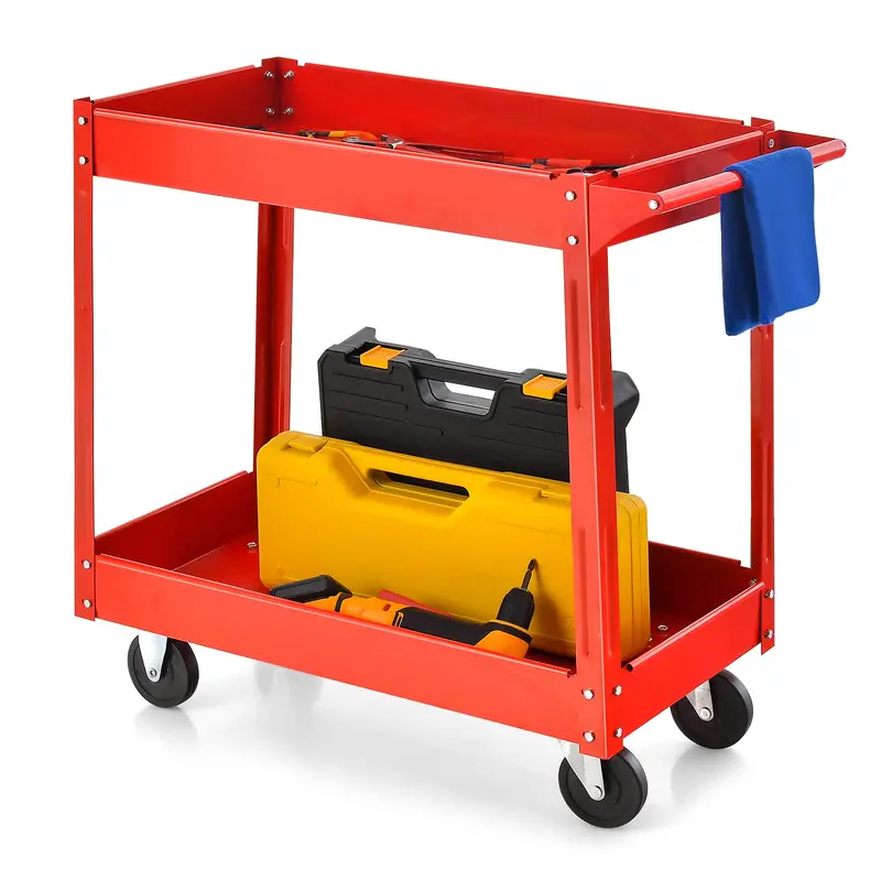 Industrial Two-Tier Utility Cart – Reinforced Steel Service Tool Organizer 1