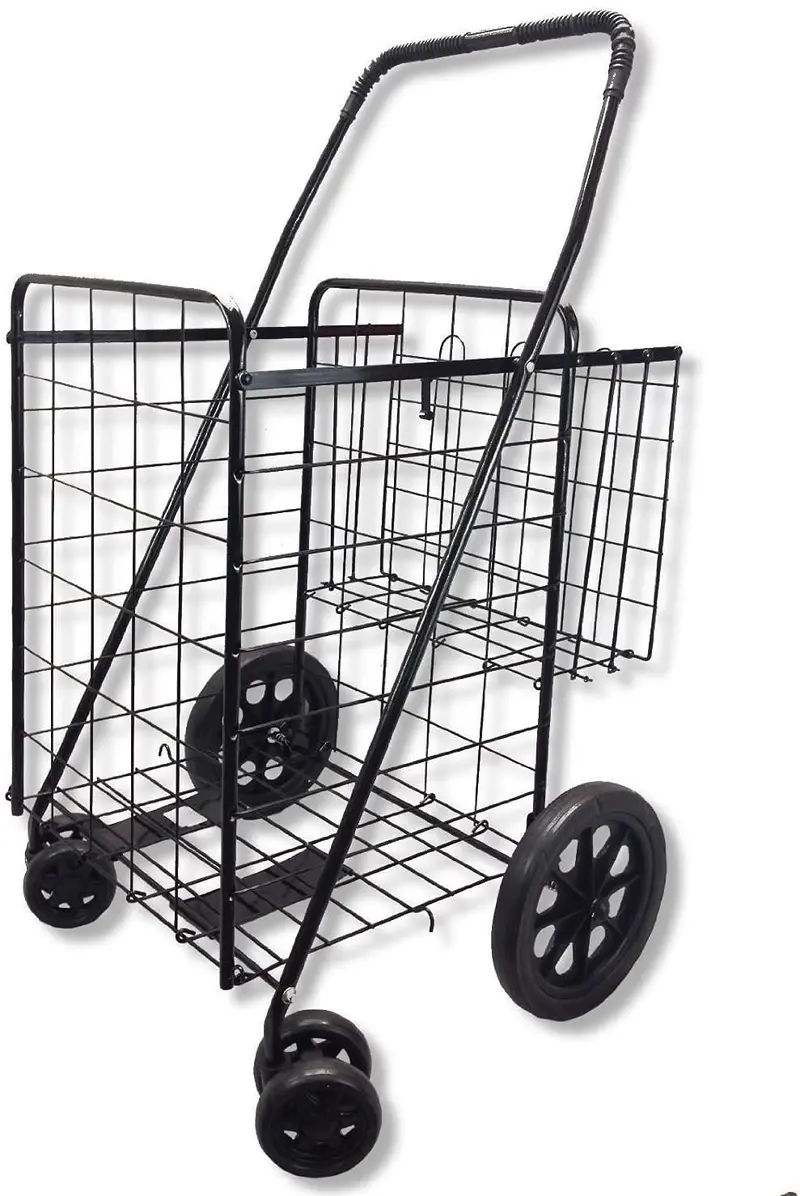 Jumbo Folding Shopping Cart – High-Capacity Trolley For Groceries, Luggage & Laundry 1