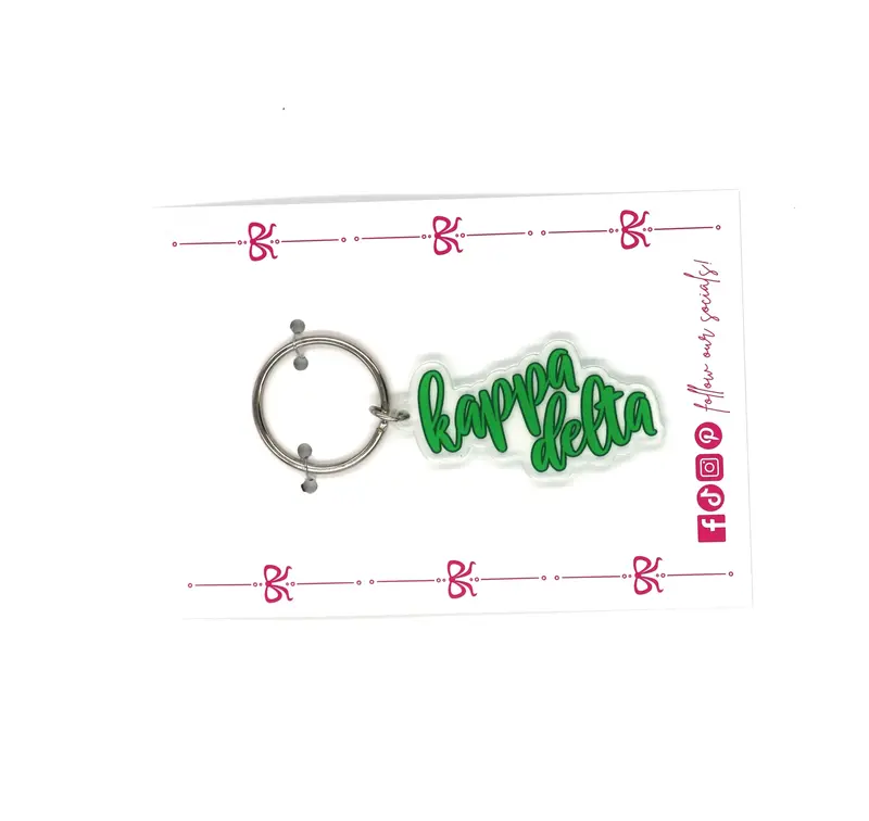 Kappa Delta Acrylic Keyring With Classic Greek Script 1