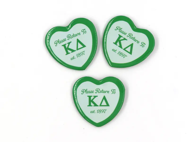 Kappa Delta Heart-Shaped Printed Button – Greek Fraternity Style 1