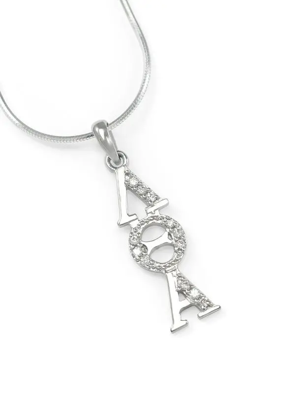 Lambda Theta Alpha Crystal-Detailed Sterling Silver Pendant 1