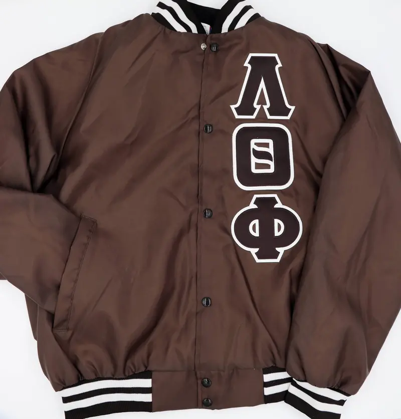Lambda Theta Phi Brown Satin Greek Letter Jacket 1