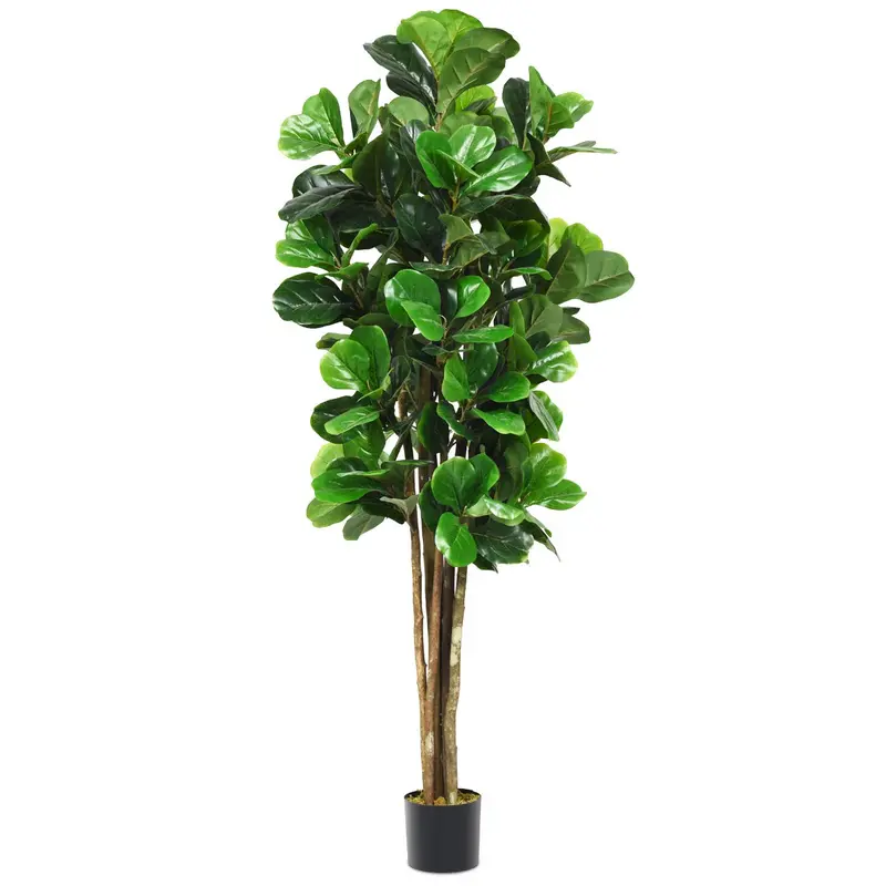 Lifelike Artificial Fiddle Leaf Fig Tree – Decorative Indoor Greenery Plant (No Pot Included) 1