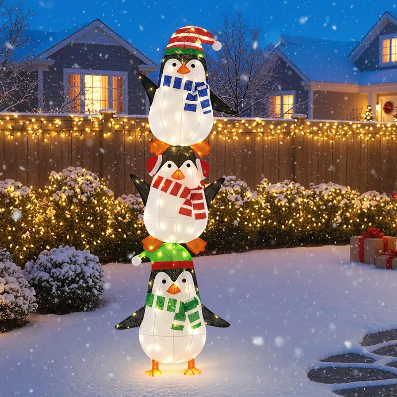 Lighted Penguin Holiday Decor – Charming Figurines With Warm White Leds & Festive Knit Hats 1