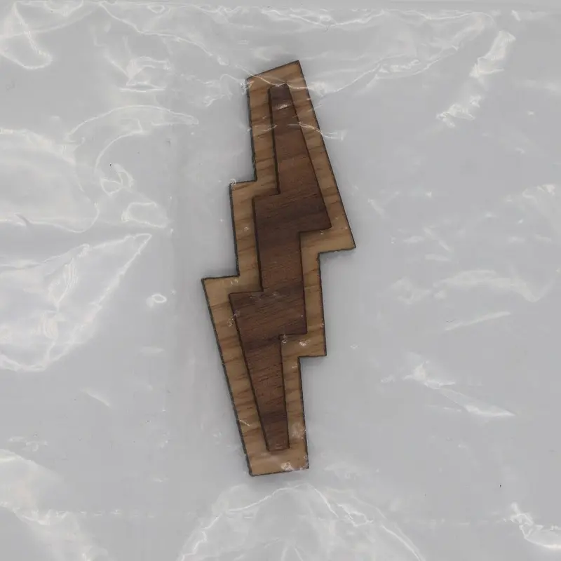 Lightning Bolt Symbol With Solid Oak Backing – Handcrafted Decor 1