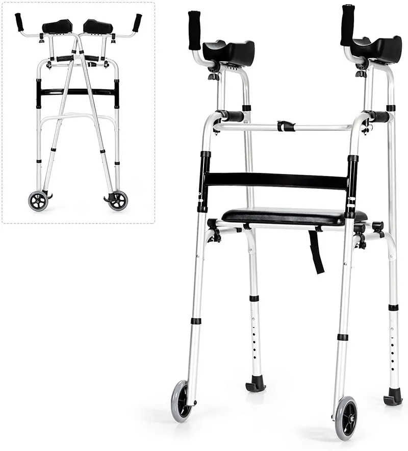 Lightweight Aluminum Rehab Walker – Adjustable Folding Mobility Support For Indoor & Outdoor Use 1