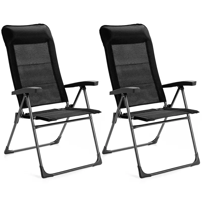 Lightweight Folding Sling Patio Chair – Portable Dining Or Lounging Seat With Headrest Support 1