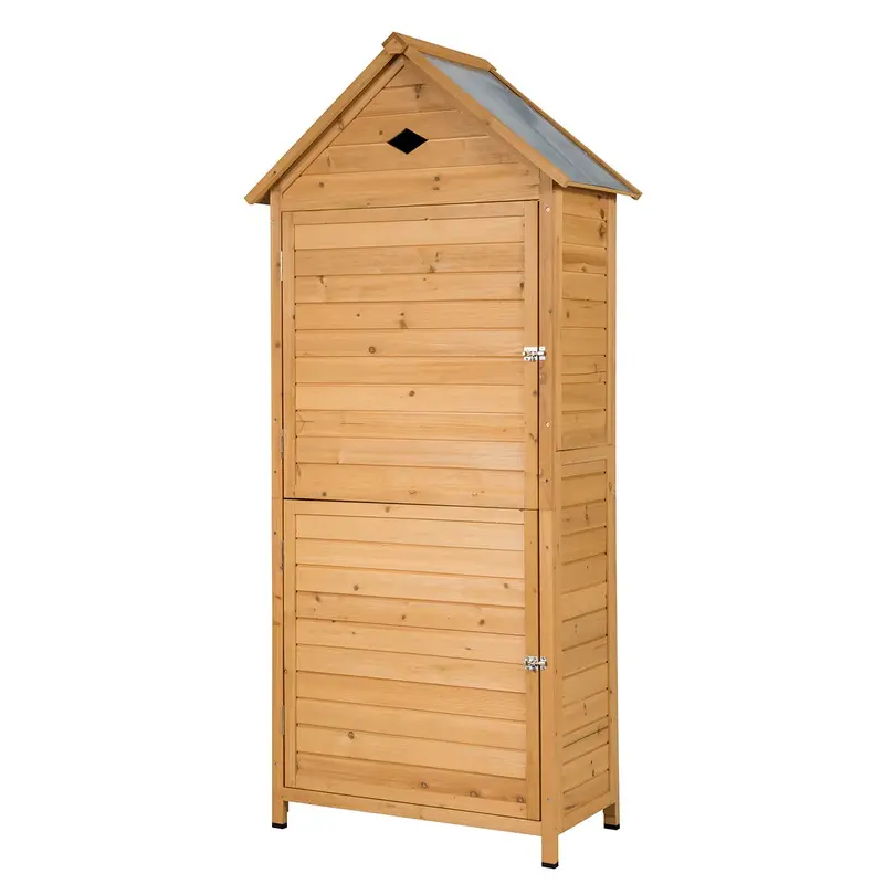 Lockable Wooden Garden Storage Shed – Fir Wood Outdoor Tool Cabinet With Weather-Resistant Construction 1