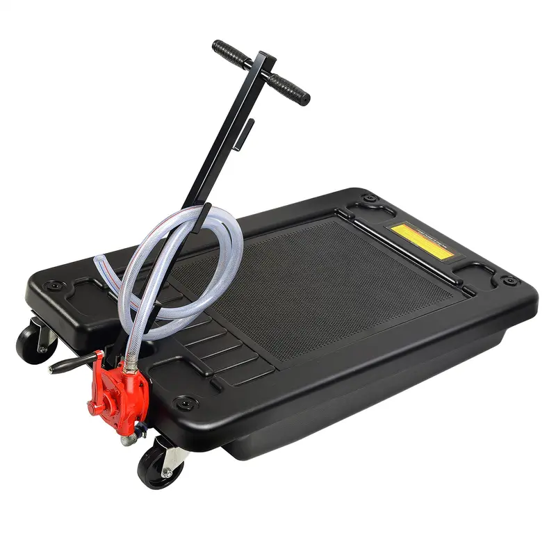 Low-Profile 17-Gallon Oil Drain Pan – Portable Pump-Enabled Fluid Catch Basin With 8-Foot Hose 1
