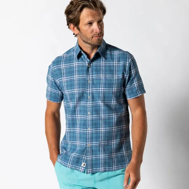 Men’S Quinton Plaid Linen-Cotton Oxford Shirt 1