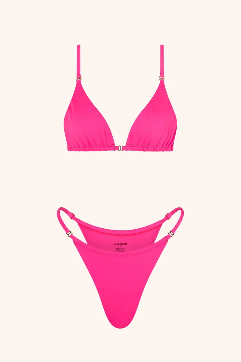 Neon Pink Triangle Bikini Top 1