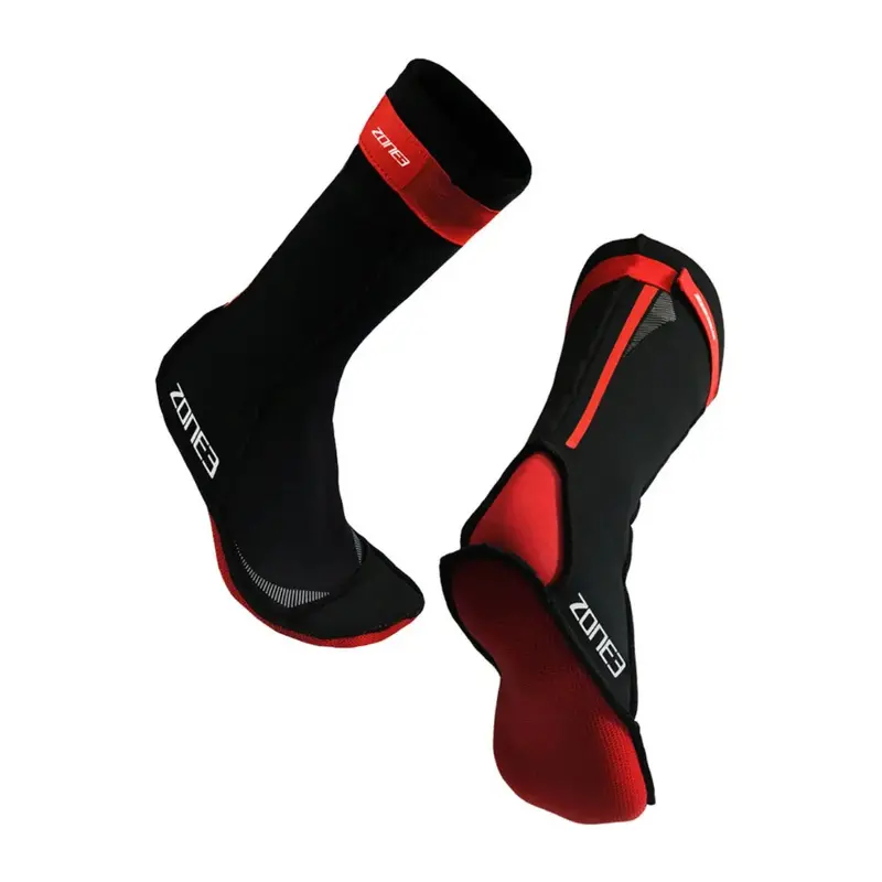Neoprene Swim Sock – Black And Red Accent Design 1