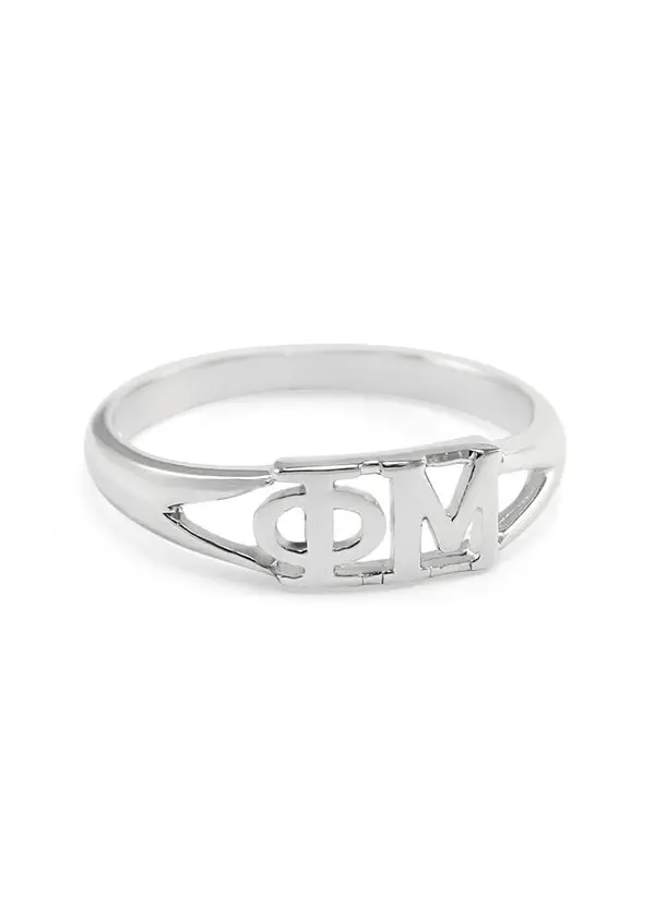 Phi Mu Polished Sterling Silver Greek Ring 1