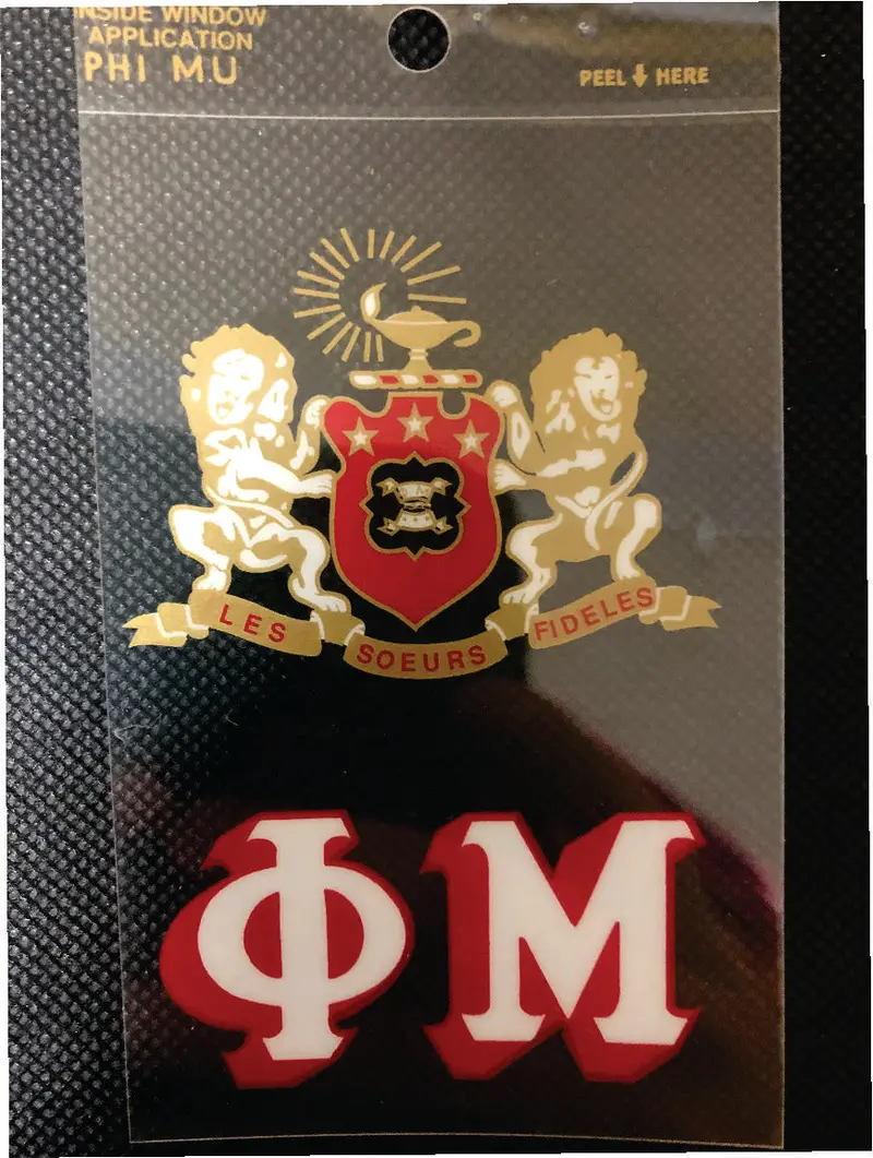 Phi Mu Static Cling Window Decal – No Residue Removal 1