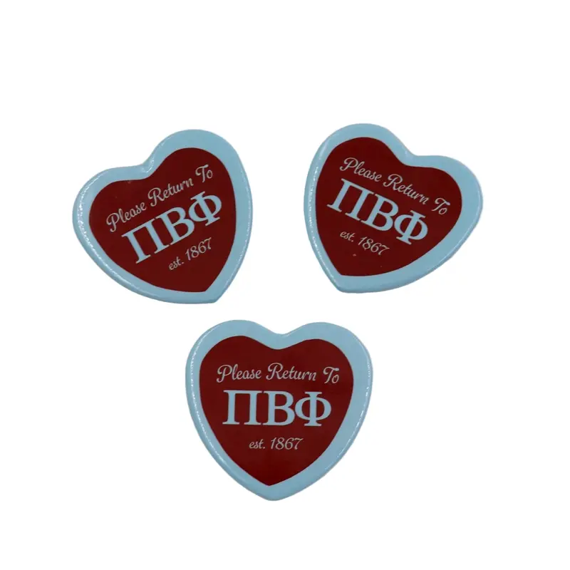 Pi Beta Phi Heart-Shaped Printed Button Badge 1