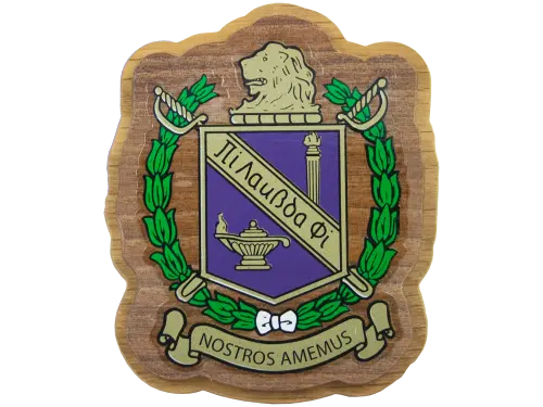 Pi Lambda Phi Wooden Fraternity Crest – Big-Size Traditional Greek House Emblem 1