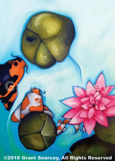 Pink Lotus Koi Artwork 1