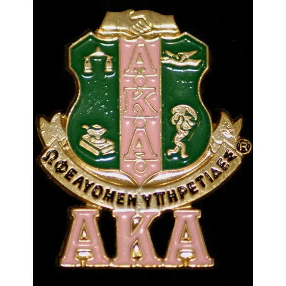 Polished Metal Shield Lapel Pin – Alpha Kappa Alpha Symbol 1