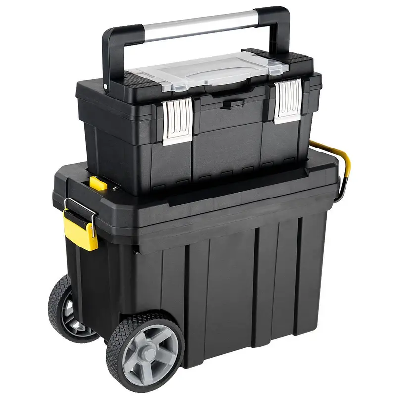 Portable Rolling Tool Chest – 2-In-1 Modular Plastic Storage Organizer For Workshop & Garage 1