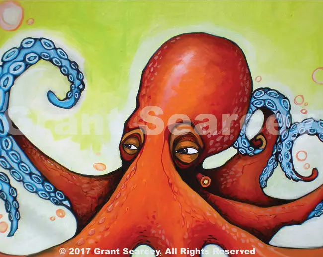 Sage Orange Octopus Design 1