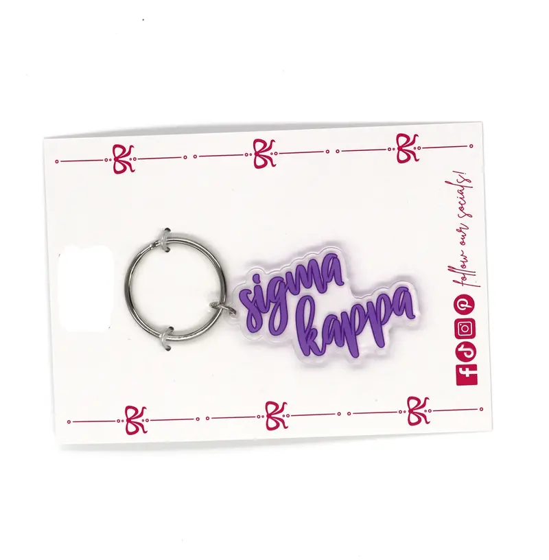 Sigma Kappa Acrylic Keychain Featuring Script Design 1