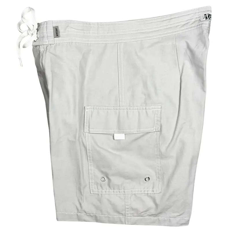 Silver Men'S Natural Cotton Board Shorts – Double Cargo Pockets, Non-Elastic Comfort Fit 1