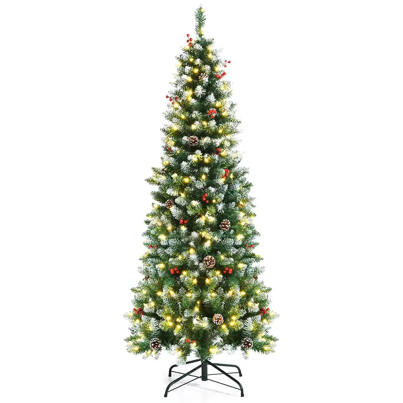 Snow-Flocked Hinged Artificial Christmas Tree — Realistic Flocked Finish With Easy Assembly 1