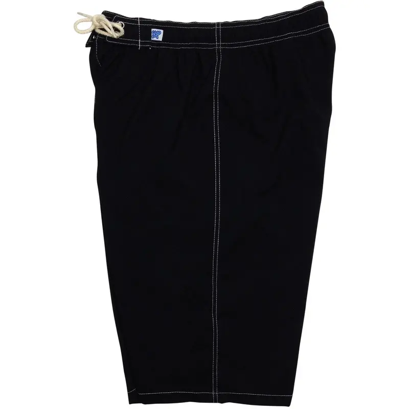 Solid Black/White Women'S Custom Swim Shorts – Elastic Waist, Side Pockets, Cotton Blend 1