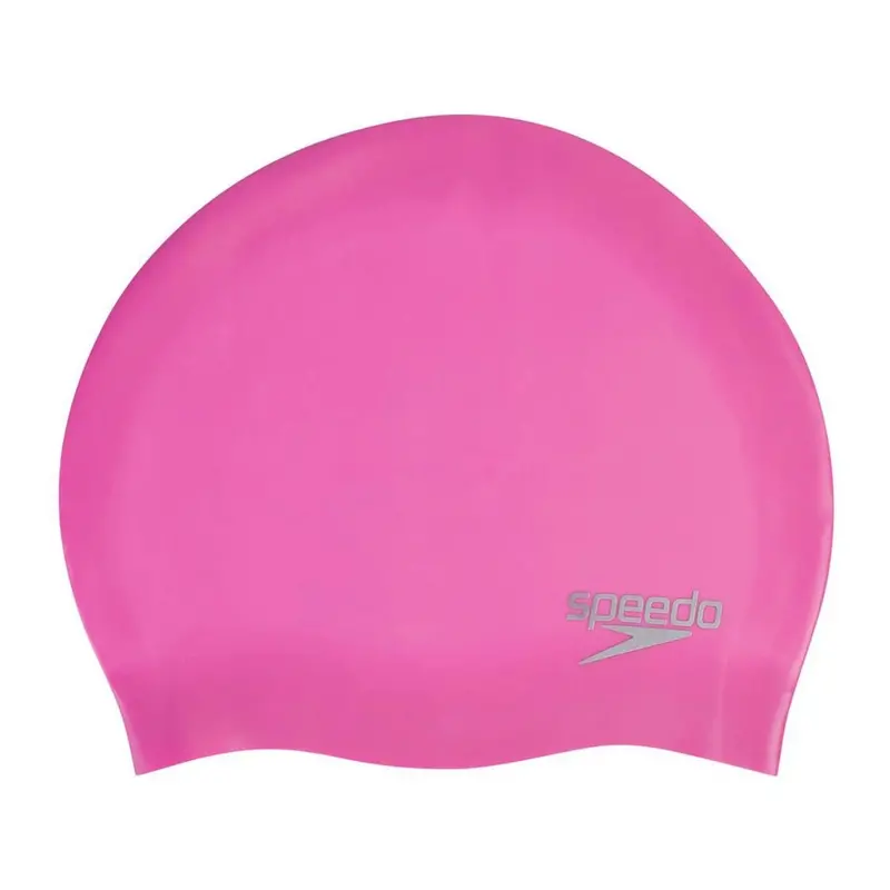 Solid Pink Moulded Silicone Swim Cap 1