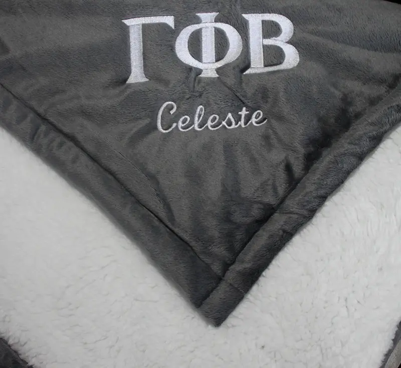 Sorority-Themed Mountain Lodge Throw Blanket With Custom Embroidery 1