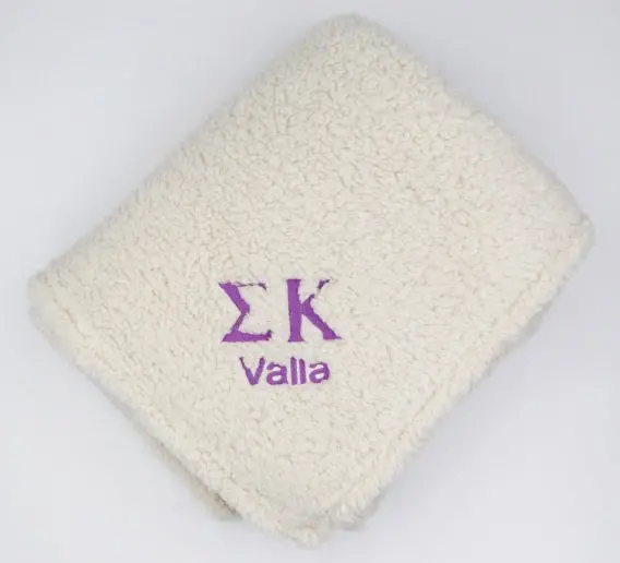 Sorority-Themed Soft Knit Cozy Blanket With Embroidery 1