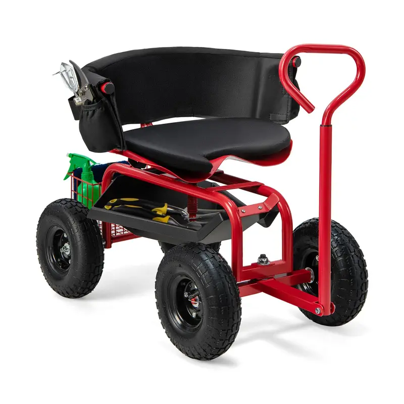 Swivel-Seat Garden Scooter – Adjustable 360° Rotating Seat On Rolling Chassis 1
