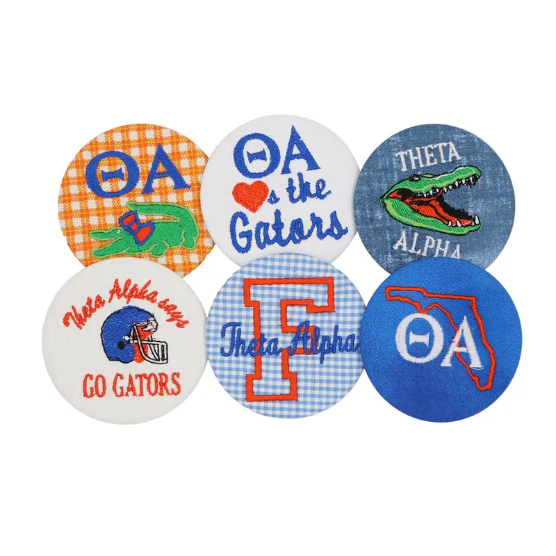 Theta Alpha Embroidered Game Day Button 1