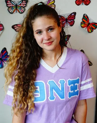 Theta Nu Xi Striped V-Neck Top 1