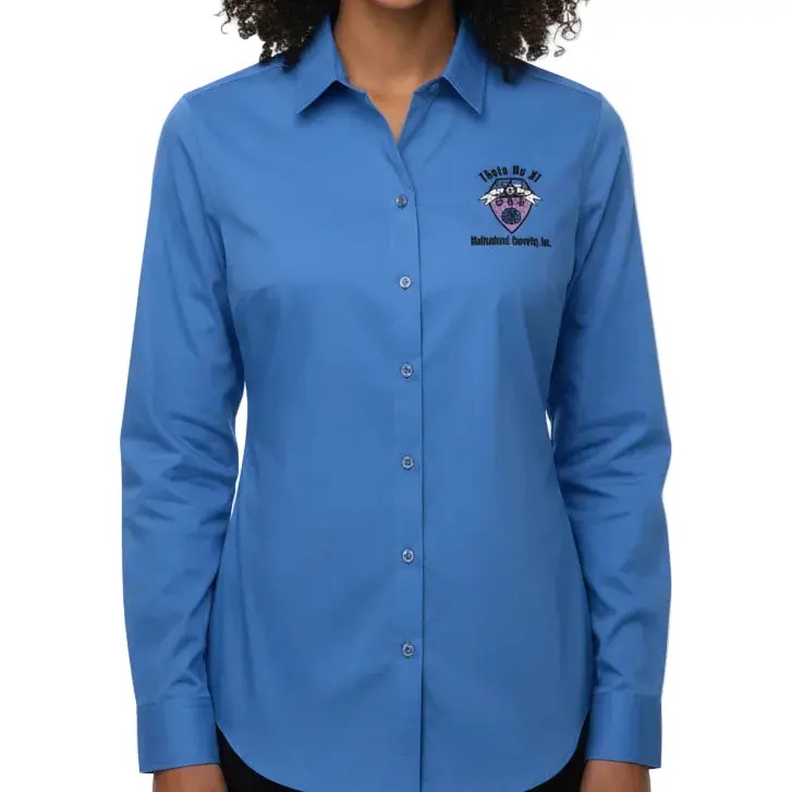 Theta Nu Xi Women'S Carefree Poplin Long-Sleeve Shirt 1