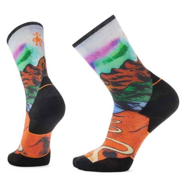 Trail Run Targeted-Cushion Crew Socks – Singletrack Print 1