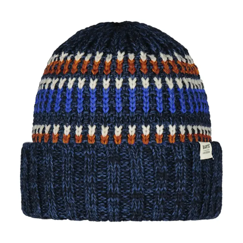 Travvis Textured Beanie – Navy Blue Wool Blend 1
