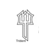 Trident Symbol Ornament With Solid Oak Backing 1